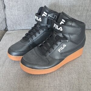 Fila Black Leather High-Tops with Gum Sole For Men, Size 8, NWOT